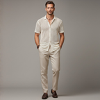 Seaside Linen-Mesh Camp Shirt