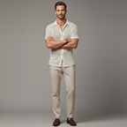 Seaside Linen-Mesh Camp Shirt