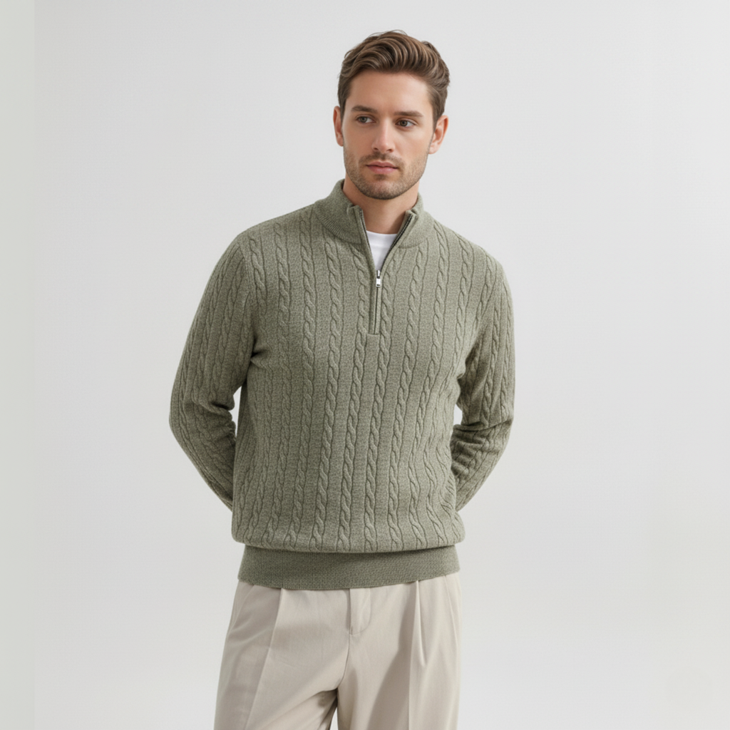 Hudson Stand-Collar Zip Knit