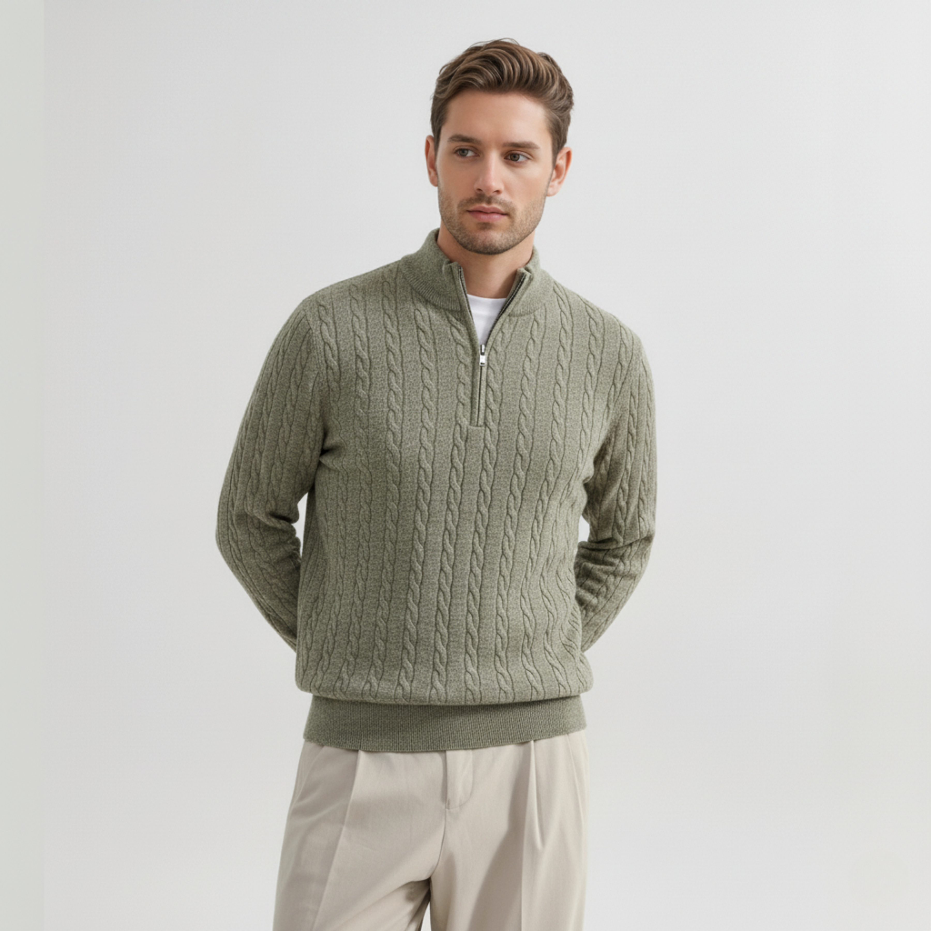 Hudson Stand-Collar Zip Knit