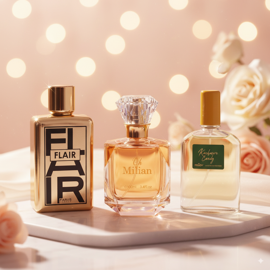 Set de 3 perfumes: Kashmere Candy, Flair pour Femme, Milian pour Femme