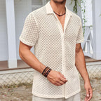 Seaside Linen-Mesh Camp Shirt